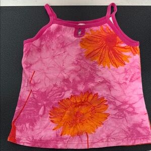 Pink and Orange Floral Kids Tank Top Y2K vintage